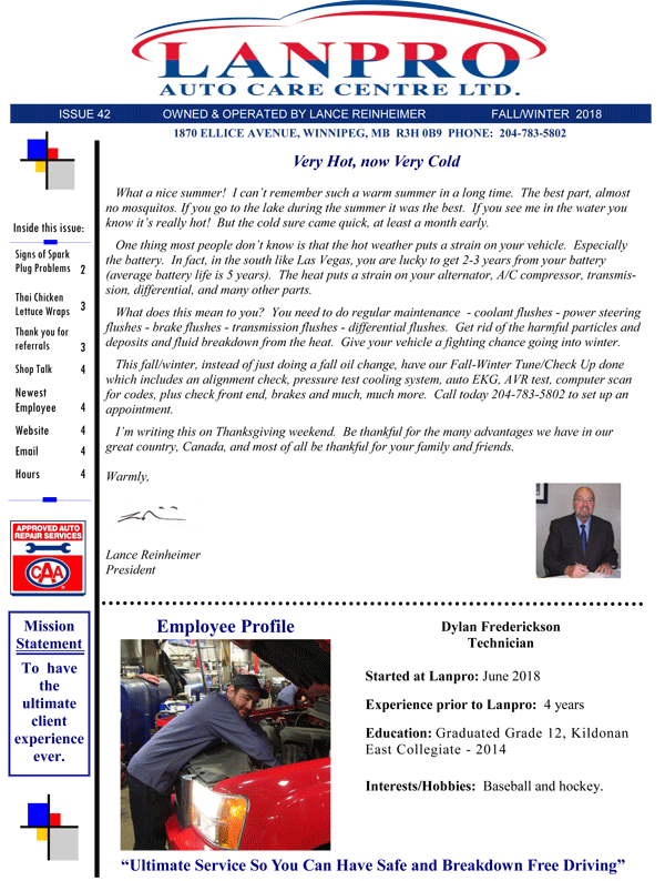 Click here to read our Fall 2018 Newsletter