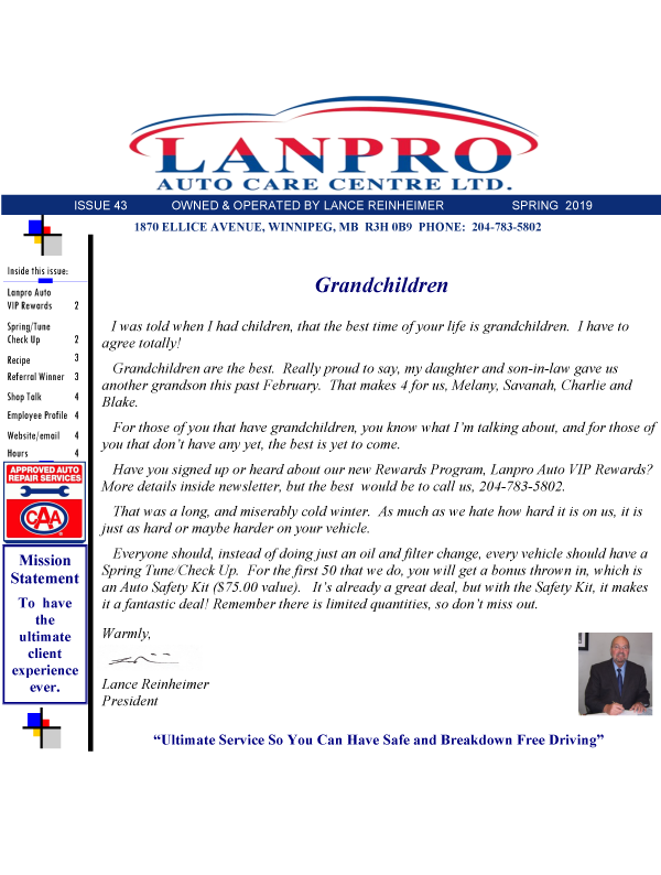 Click here to read our Spring 2019 Newsletter