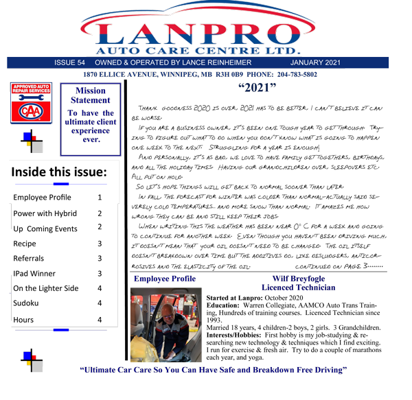 Click here to read our January 2021 Newsletter