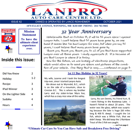 Click here to read our October 2021 Newsletter